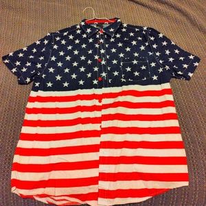 Mens Polo Shirt Large American Flag Fifth Sun
